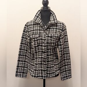Chico's Black And White Tweed Houndstooth Blazer Size 0 US S
